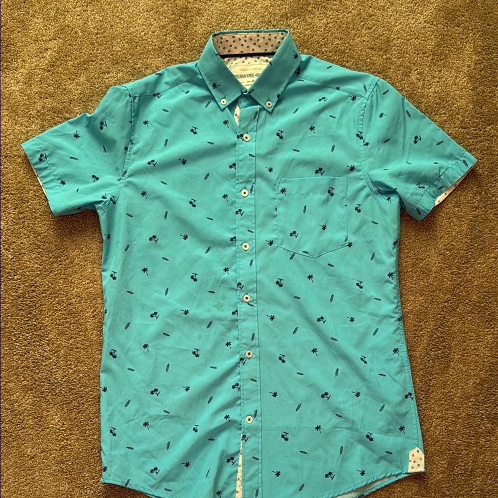 Blue Nautical Pattern Casual Button Down Shirt